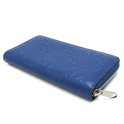 Pre-owned Gucci Diamante Navy Leather Wallet  ()