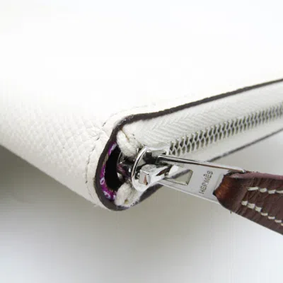 Pre-owned Hermes Hermès Silk'in White Leather Wallet  ()