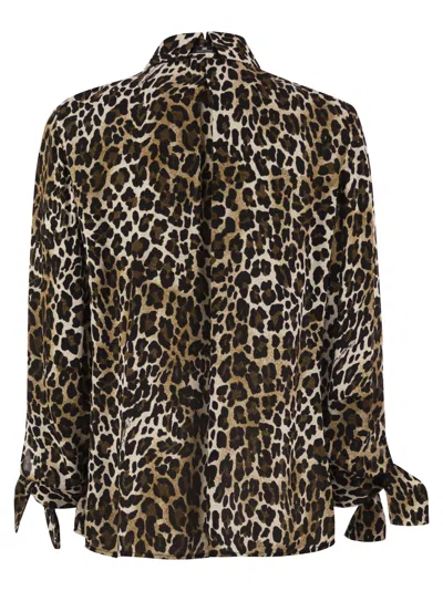 Elisabetta Franchi Animal Georgette Shirt With Ribbon Cuffs
