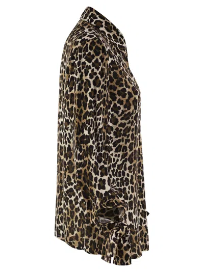 Elisabetta Franchi Animal Georgette Shirt With Ribbon Cuffs