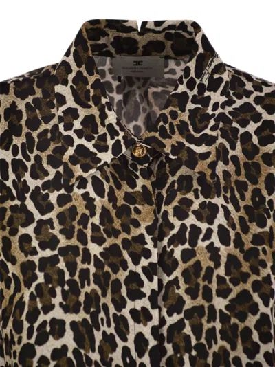 Elisabetta Franchi Animal Georgette Shirt With Ribbon Cuffs