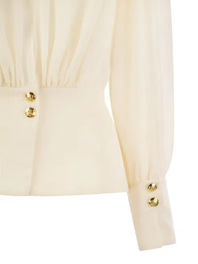 Shop Elisabetta Franchi Georgette Blouse With Basque