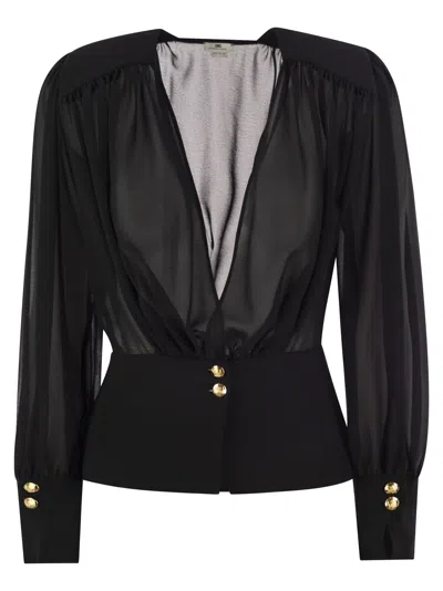 Shop Elisabetta Franchi Georgette Blouse With Basque