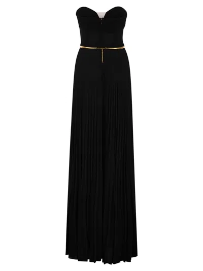 Elisabetta Franchi Women's Pleated Lurex Jersey Red Carpet Dress With Belt