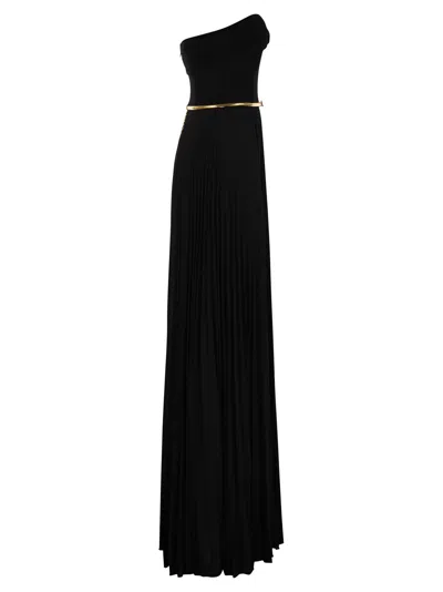 Elisabetta Franchi Women's Pleated Lurex Jersey Red Carpet Dress With Belt