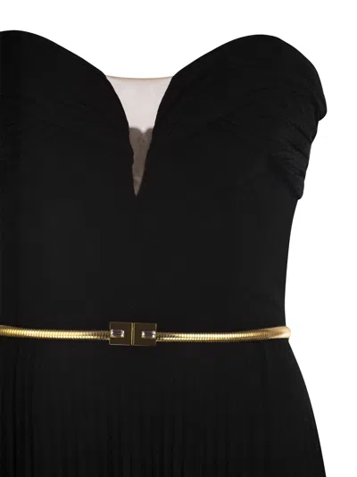 Elisabetta Franchi Women's Pleated Lurex Jersey Red Carpet Dress With Belt