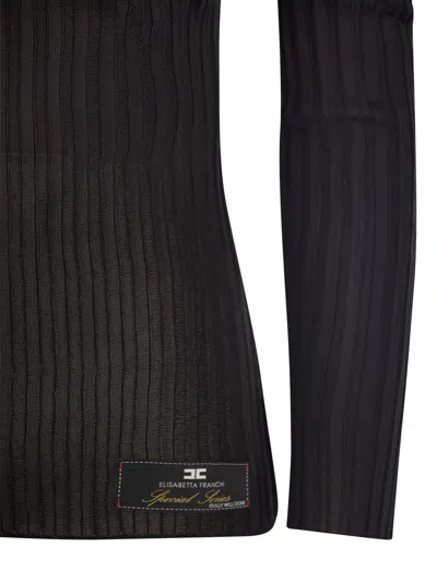 Elisabetta Franchi Black Ribbed Top In Black