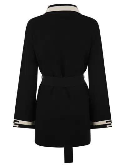 Shop Elisabetta Franchi Viscose Cardigan With Logo Bands