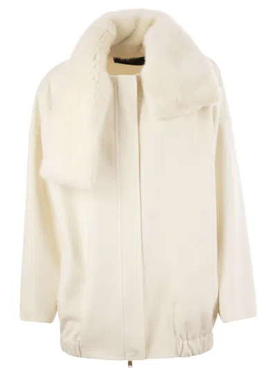 Fabiana Filippi Luxury Cashmere Caban With Mink Fur Collar