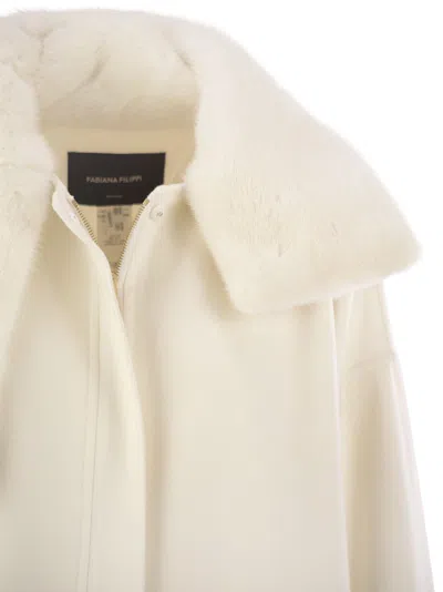 Fabiana Filippi Luxury Cashmere Caban With Mink Fur Collar