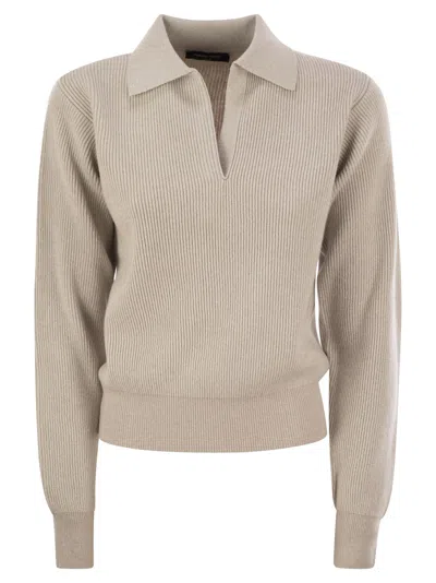 Fabiana Filippi V-neck Rib Trim Knit Polo Sweater
