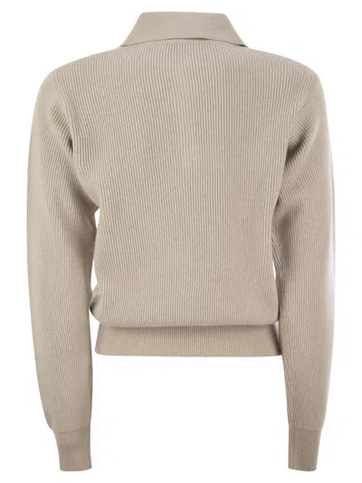 Fabiana Filippi V-neck Rib Trim Knit Polo Sweater