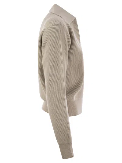 Fabiana Filippi V-neck Rib Trim Knit Polo Sweater