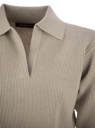 Fabiana Filippi V-neck Rib Trim Knit Polo Sweater