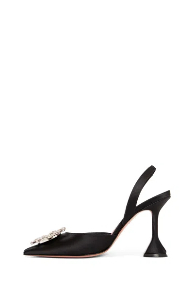 Amina Muaddi Begum Sling Satin Azur White Crysta In Multi