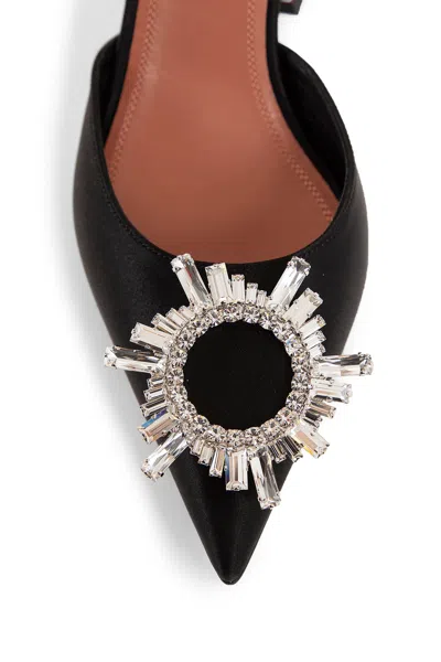 Amina Muaddi Begum Sling Satin Azur White Crysta In Multi