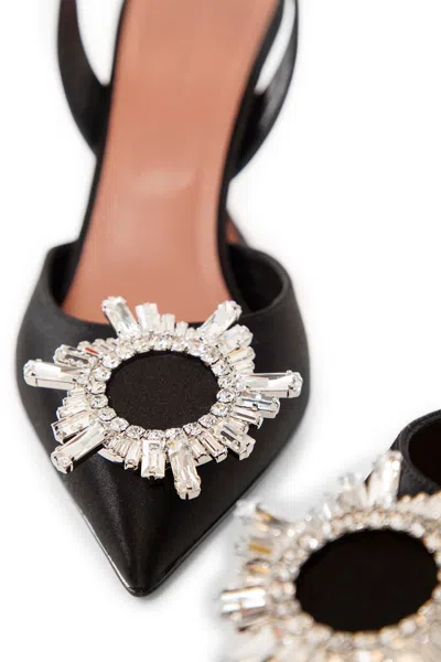 Amina Muaddi Begum Sling Satin Azur White Crysta In Multi