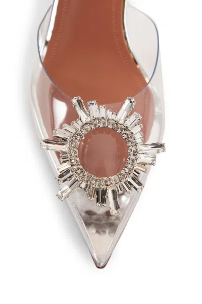 Amina Muaddi Transparent Begum Glass Slingback Heels In Colorless