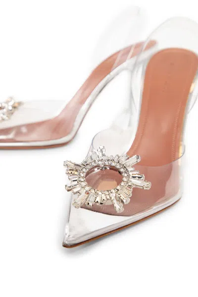 Amina Muaddi Transparent Begum Glass Slingback Heels In Colorless