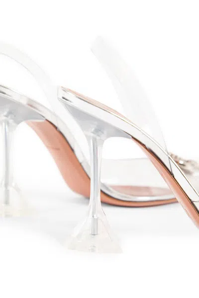 Amina Muaddi Transparent Begum Glass Slingback Heels In Colorless