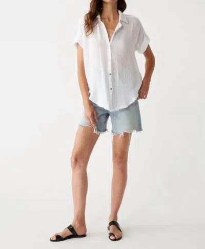 Michael Stars Bailey Cotton Gauze Button-down Shirt In White