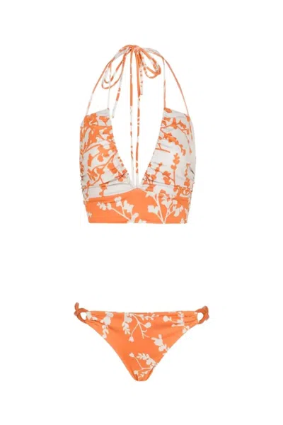 Silvia Tcherassi Idina Bikini Bottom In Orange Blossom Branch In Orange