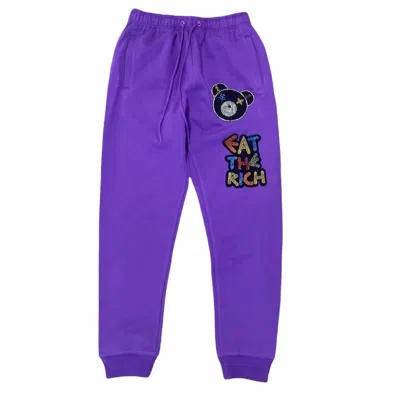 Roku Studio Men's Eat The Rich Bear Sweatpants In Purple In Purple