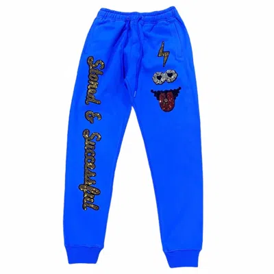 Roku Studio Men's Rhinestone Stoned Joggers In Royal Blue In Blue