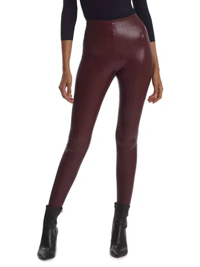 Commando Faux Leather Leggings In Chocolate In Red