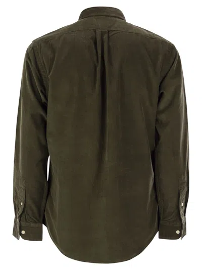 Polo Ralph Lauren Olive Green Cotton Shirt With Signature Polo Pony Motif