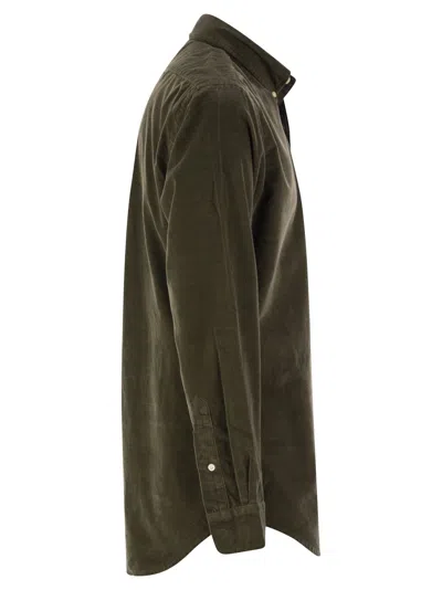 Polo Ralph Lauren Olive Green Cotton Shirt With Signature Polo Pony Motif