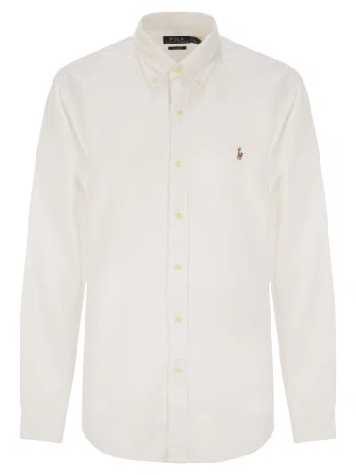 Polo Ralph Lauren Slim Fit White Cotton Shirt With Embroidered Logo