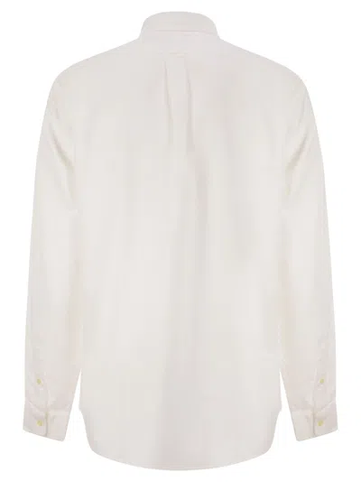 Polo Ralph Lauren Slim Fit White Cotton Shirt With Embroidered Logo
