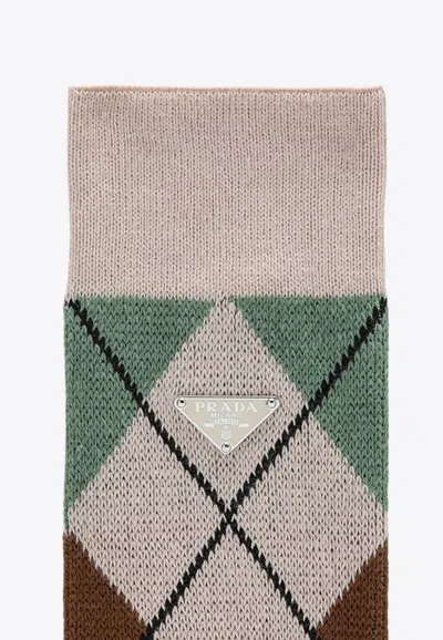 Prada Argyle Pattern Socks In White