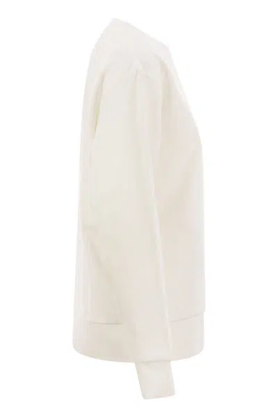 Moncler Logo Sweatshirt With Crystals In White