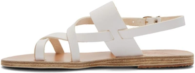 Shop Ancient Greek Sandals White Leather Alethea Sandals