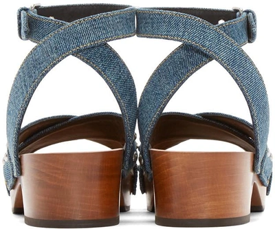 Shop Saint Laurent Blue Denim Clog Sandals