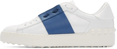 Shop Valentino White & Navy Leather Sneakers