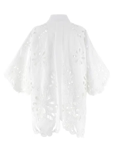 Dolce & Gabbana Cut-out Embroidery Shirt With Scalloped Hem In White