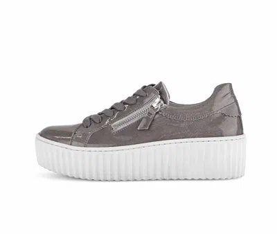 Gabor Women's Platform Tie Sneaker In Full Lack Grey In Grey