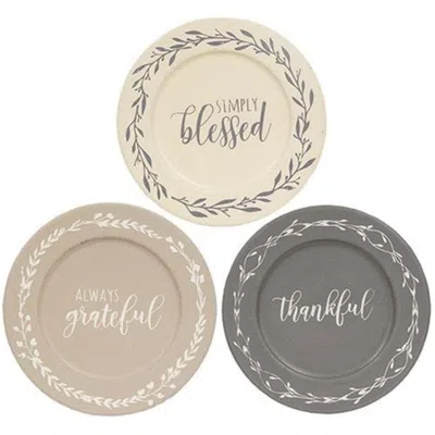 Homegifo Always Grateful Floral Band Plate 3 Asstd