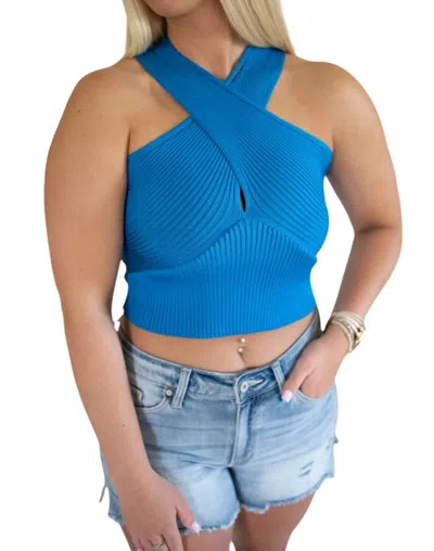 Day + Moon Cross My Heart Tank Top In Royal Blue In Blue