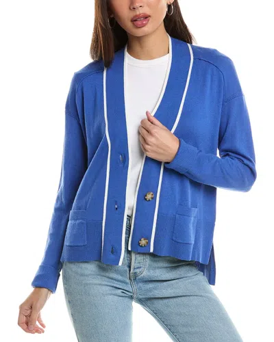 Hannah Rose Tipped High-low Cashmere-blend Sweater In Blue