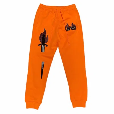 Roku Studio Men's Double Eye Sword Rhinestone Sweatpants In Orange
