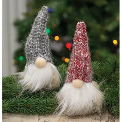 Homegifo Small Plush Santa Gnome W/red/gray Knit Hat 2 Asstd.