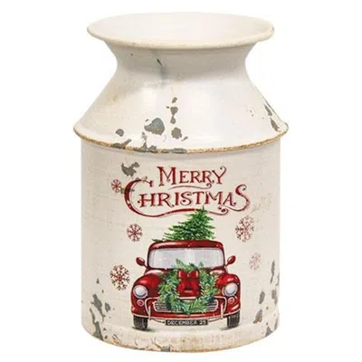 Homegifo Distressed Metal Merry Christmas Truck Milk Can