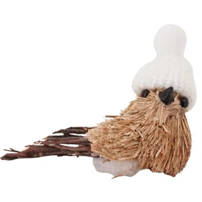 Homegifo *sisal Bird W/white Hat Ornament
