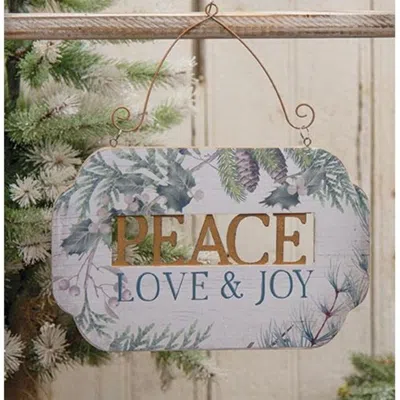 Homegifo *peace Love And Joy Greenery Plaque
