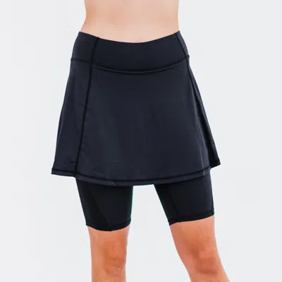 Calypsa Women's Midi Lycra Sport Skirt With Attached 10" Leggings In Blue