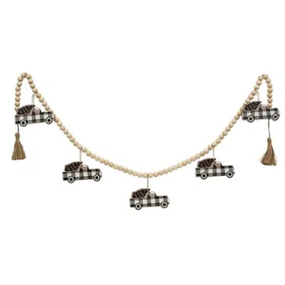 Homegifo *wooden Black Buffalo Check Truck Beaded Garland
